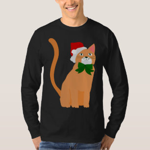 christmas santa claus hat orange cat T-Shirt