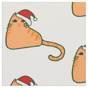 christmas santa claus hat orange tabby cat fabric