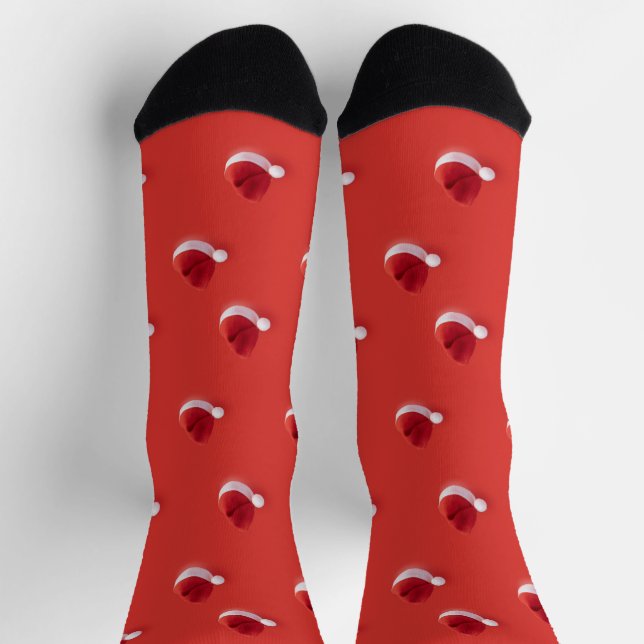 Christmas santa claus hat red pattern socks (Top)