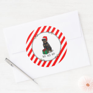 Christmas Santa Claus Hat Rottweiler Dog Funny Classic Round Sticker