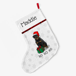 Christmas Santa Claus Hat Rottweiler Dog Funny Large Christmas Stocking
