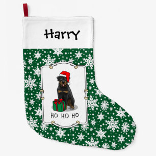 Christmas Santa Claus Hat Rottweiler Dog Funny Large Christmas Stocking