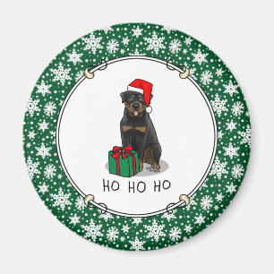 Christmas Santa Claus Hat Rottweiler Dog Funny Magnet