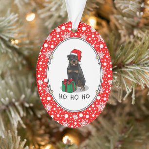 Christmas Santa Claus Hat Rottweiler Dog Funny Ornament