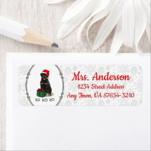 Christmas Santa Claus Hat Rottweiler Dog Funny Return Address Label