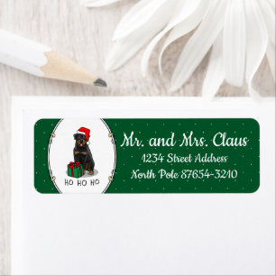 Christmas Santa Claus Hat Rottweiler Dog Funny Return Address Label