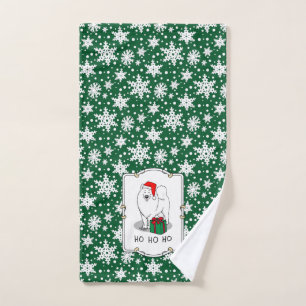 Christmas Santa Claus Hat Samoyed Dog Cute Bath Towel Set