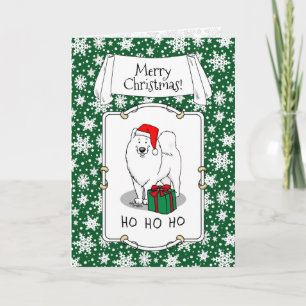 Christmas Santa Claus Hat Samoyed Dog Cute Card