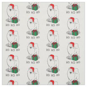 Christmas Santa Claus Hat Samoyed Dog Cute Fabric
