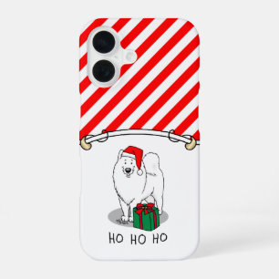 Christmas Santa Claus Hat Samoyed Dog Cute iPhone 16 Case