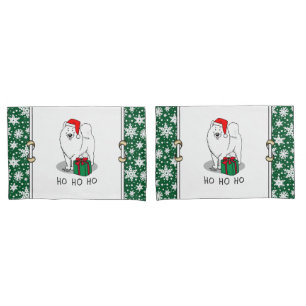 Christmas Santa Claus Hat Samoyed Dog Cute Pillowcase