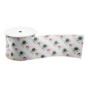 Christmas Santa Claus Hat Samoyed Dog Cute Satin Ribbon