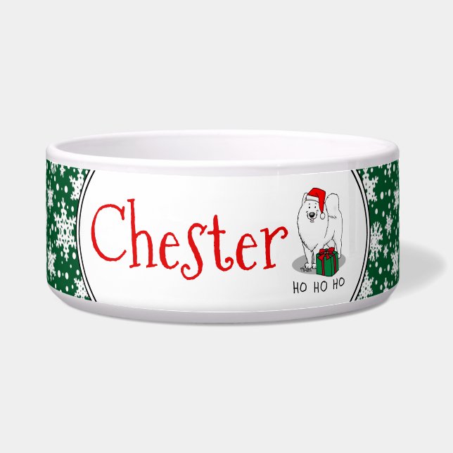 Christmas Santa Claus Hat Samoyed Dog Funny (Front)