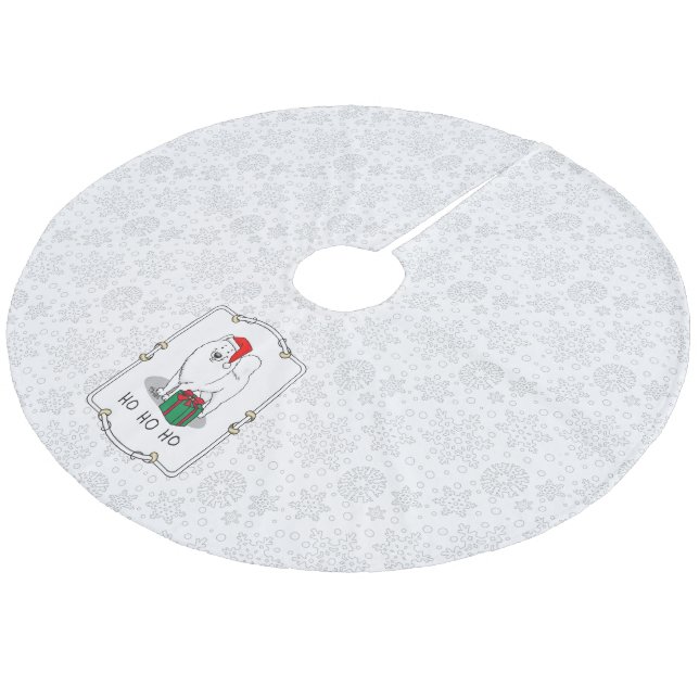 Christmas Santa Claus Hat Samoyed Dog Funny Fleece Tree Skirt (Angled)