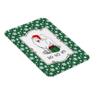 Christmas Santa Claus Hat Samoyed Dog Funny Magnet