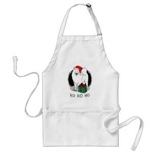 Christmas Santa Claus Hat Samoyed Dog Funny Standard Apron