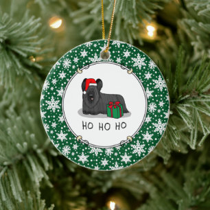 Christmas Santa Claus Hat Skye Terrier (black) Ceramic Ornament