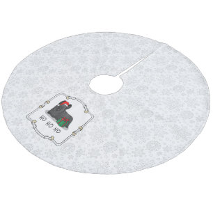 Christmas Santa Claus Hat Skye Terrier (black) Fleece Tree Skirt