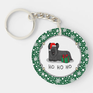 Christmas Santa Claus Hat Skye Terrier (black) Key Ring