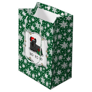 Christmas Santa Claus Hat Skye Terrier (black) Medium Gift Bag