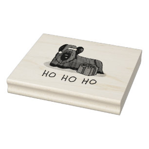 Christmas Santa Claus Hat Skye Terrier (black) Rubber Stamp