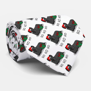 Christmas Santa Claus Hat Skye Terrier (black) Tie