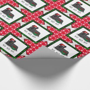 Christmas Santa Claus Hat Skye Terrier (black) Wrapping Paper