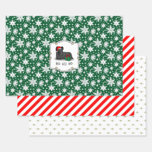 Christmas Santa Claus Hat Skye Terrier (black) Wrapping Paper Sheet