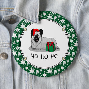 Christmas Santa Claus Hat Skye Terrier (silver) 6 Cm Round Badge