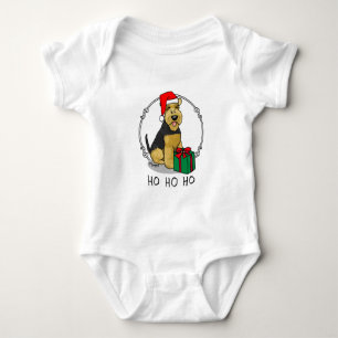 Christmas Santa Claus Hat Welsh Terrier Dog Cute Baby Bodysuit