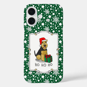 Christmas Santa Claus Hat Welsh Terrier Dog Cute iPhone 16 Case