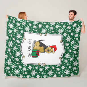 Christmas Santa Claus Hat Welsh Terrier Dog Cute Fleece Blanket