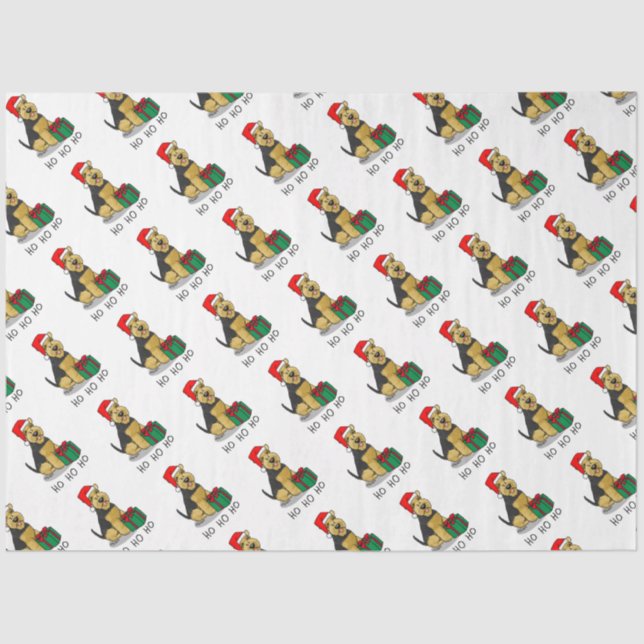 Christmas Santa Claus Hat Welsh Terrier Dog Cute Tissue Paper (Front)