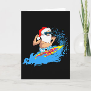 Christmas Santa Claus Hawaiian Surfing Summer Surf Card
