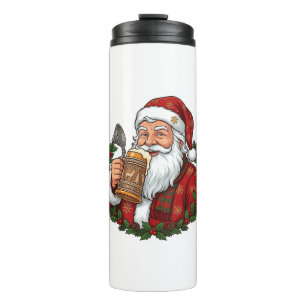 Christmas Santa Claus Holding Beer Glass Thermal Tumbler