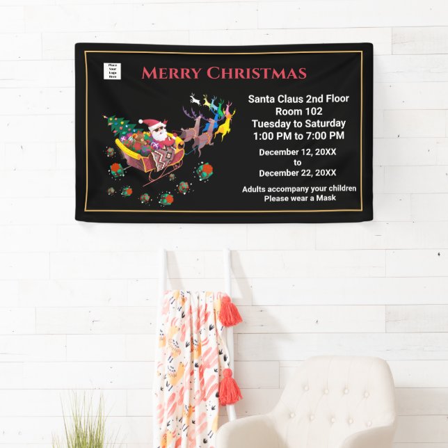  Christmas Santa Claus Holiday Hours Personalise Banner (Insitu)
