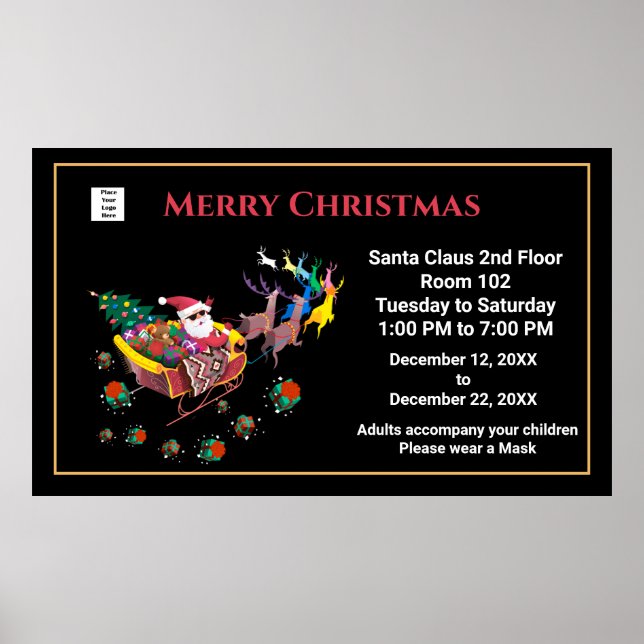  Christmas Santa Claus Holiday Hours Personalise Poster (Front)