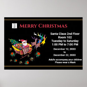 Christmas Santa Claus Holiday Hours Personalise Poster