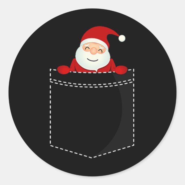 Christmas Santa Claus Holiday Pocket T Shirt Cloth Classic Round Sticker (Front)