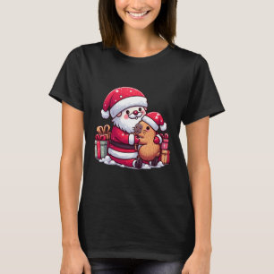 Christmas Santa Claus Hugging Cute Capybara With S T-Shirt