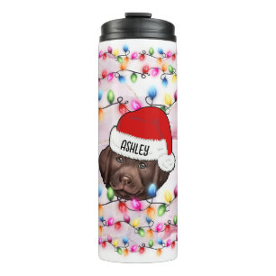 Christmas Santa Claus Labrador Retriever Dog Head Thermal Tumbler