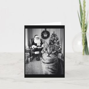Christmas Santa Claus Merry X-mas Funny Cat Selfie Card
