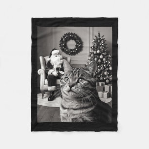 Christmas Santa Claus Merry X-mas Funny Cat Selfie Fleece Blanket