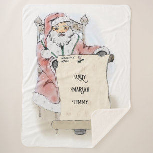 Christmas Santa Claus Naughty Nice List Blanket