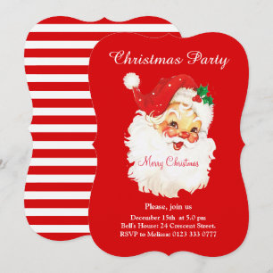 Christmas Santa Claus on Red Party Invitation