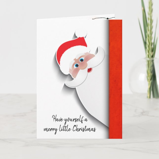 Christmas Santa Claus On White Holiday Card (Front)