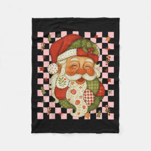 Christmas Santa Claus Patchwork Matching Family 20 Fleece Blanket
