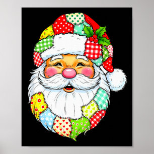 Christmas Santa Claus Patchwork Vintage Men Women  Poster