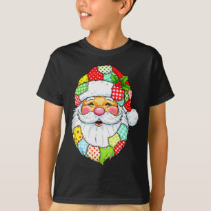 Christmas Santa Claus Patchwork Vintage Men Women T-Shirt