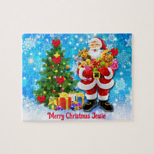 Christmas Santa Claus Personalise Child's Name Jigsaw Puzzle